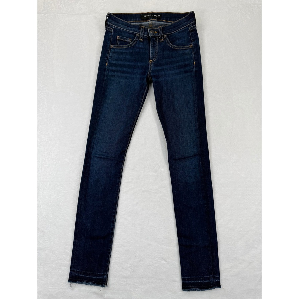 VERONICA BEARD BROOKE 85 SKINNY JEANS MIDNIGHT‎ W FRAY SIZE 25